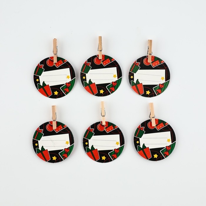 Новогодние украшения для бокалов на Новый год с пожеланиями, круг, диам. 4,5 см, 6 шт. Новогодние украшения для бокалов на Новый год с пожеланиями, круг, диам. 4,5 см, 6 шт.
