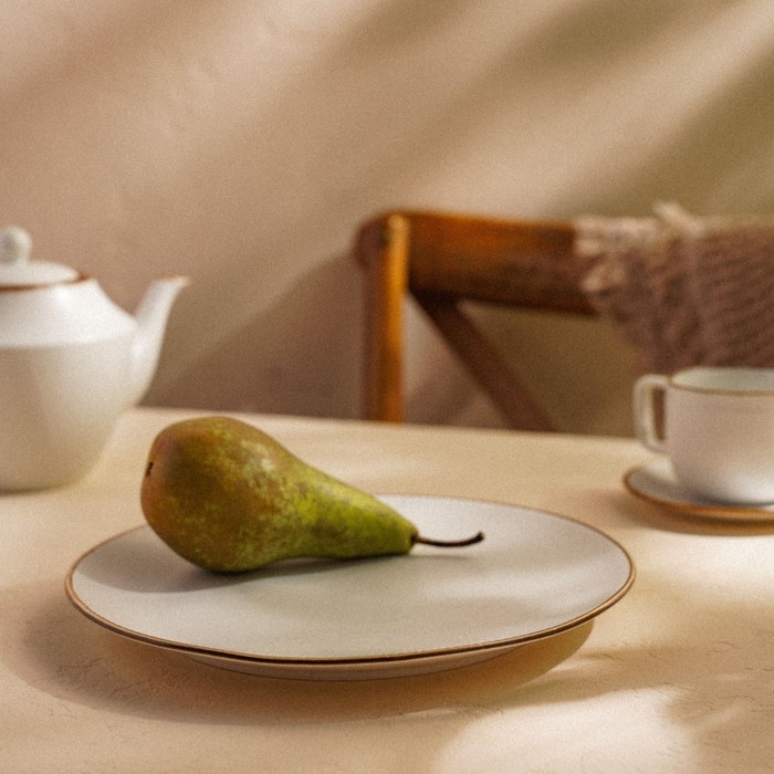 Тарелка обеденная фарфоровая SL Home «Волна в камне», d=25,5 см, цвет белый Тарелка обеденная фарфоровая SL Home «Волна в камне», d=25,5 см, цвет белый