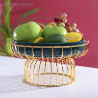 Подставка для десертов керамическая на металлической подставке &laquo;Изумруд&raquo;, 23&times;12 см, цвет зелёный