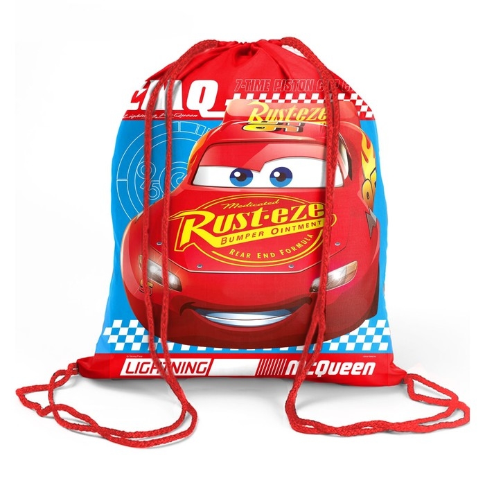 Мешок для обуви 420 х 350 мм, Тачки &laquo;Маккуин&raquo; (мягкий полиэстер, плотность 210D)