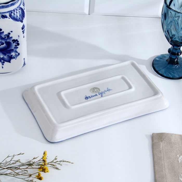 Поднос &laquo;Полянка&raquo;, 14,2&times;25&times;2 см, гжель