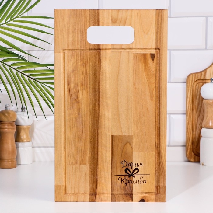 Доска разделочная Доска разделочная "Прямая ручка" большая (кровосток) 38х22х1,8 см