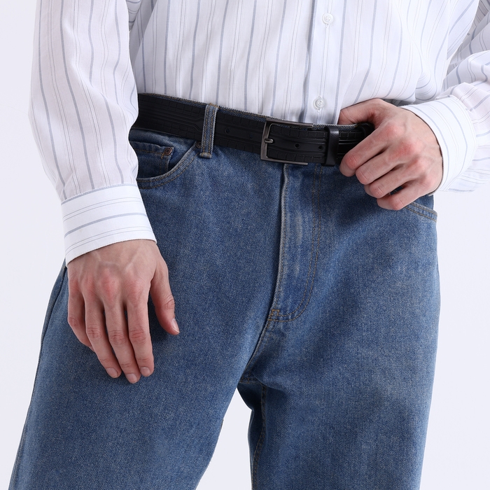 Ремень мужской «Великан», ширина 4 см, винт, пряжка металл, цвет чёрный Ремень мужской «Великан», ширина 4 см, винт, пряжка металл, цвет чёрный