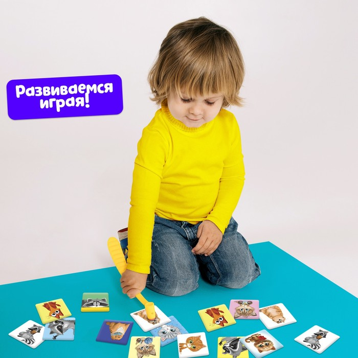 Настольная игра на реакцию и внимание &laquo;Весёлые молоточки&raquo;, котики-енотики, 1-3 игрока, 3+