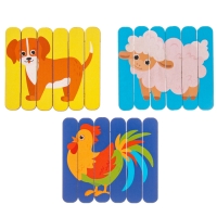 Головоломка. Собери 6 картинок «Ферма», двусторонние палочки Головоломка. Собери 6 картинок «Ферма», двусторонние палочки