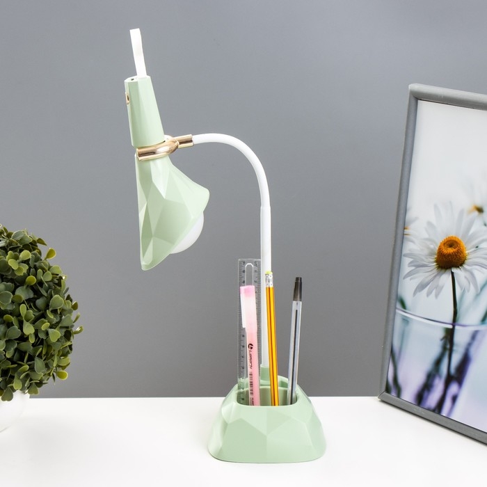 Настольная лампа Настольная лампа "Делсер" LED 3Вт USB АКБ зелёный 14х13х39 см RISALUX