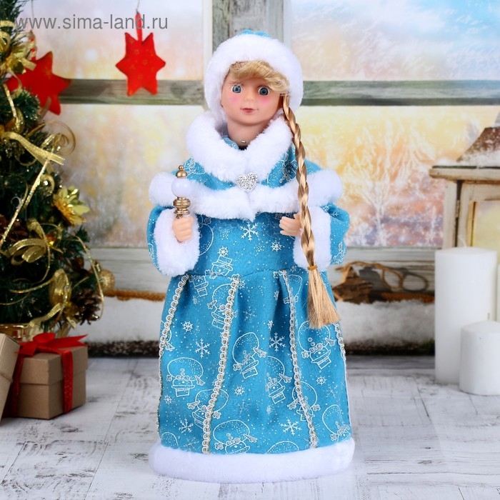 Снегурочка Снегурочка "Голубая шубка с посохом" двигается, 40 см