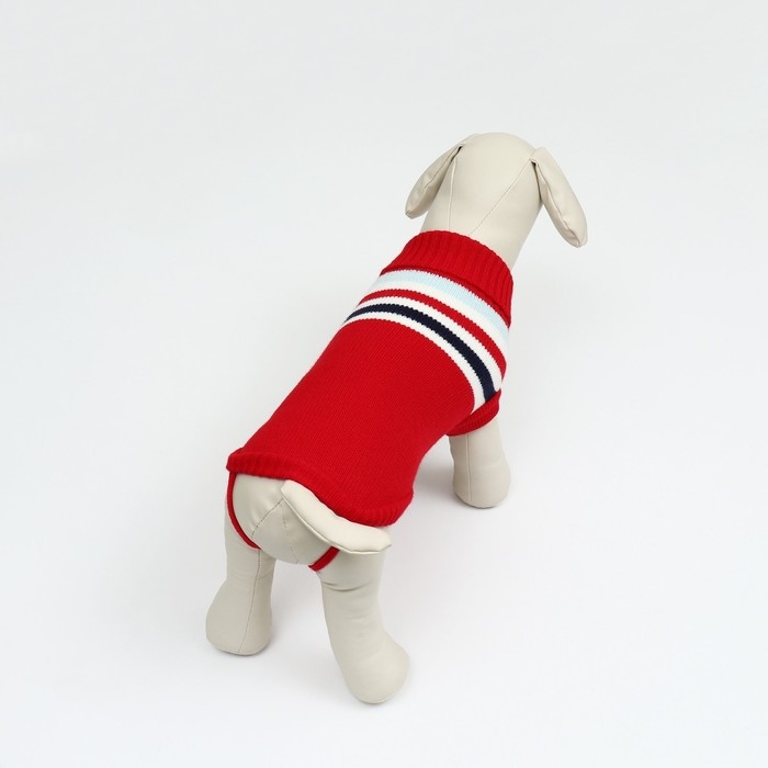 Свитер "Полоски", XL (ДС 34, ОШ 34, ОГ 32-51 см), красный