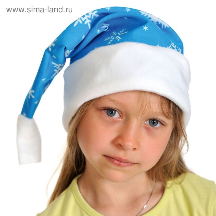 Колпак новогодний синий из плюша, обхват головы 53-55 см Колпак новогодний синий из плюша, обхват головы 53-55 см