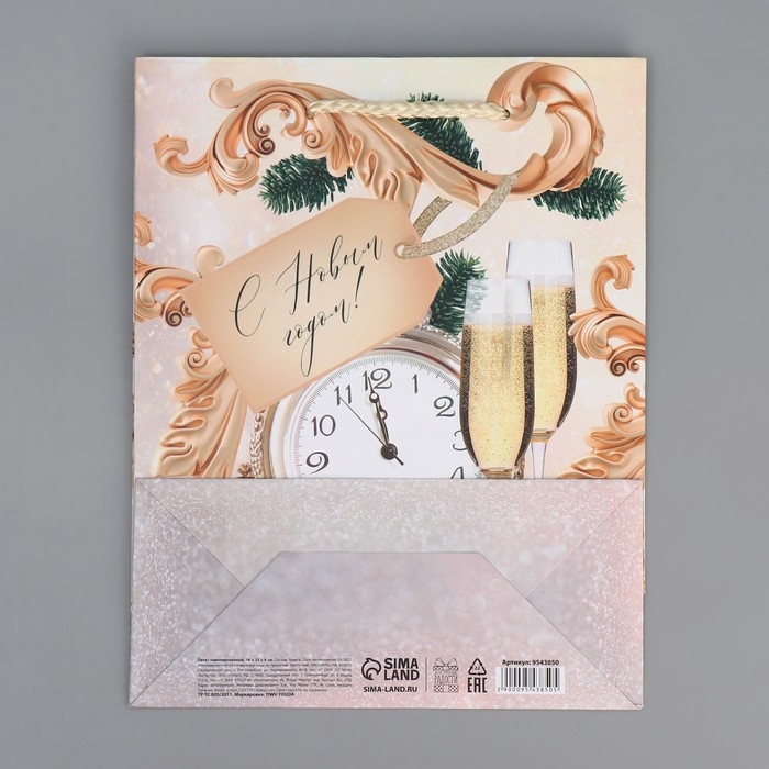 Пакет подарочный новогодний ламинированный &laquo;Новогоднее время&raquo;, MS 18 х 23 х 8 см, Новый год