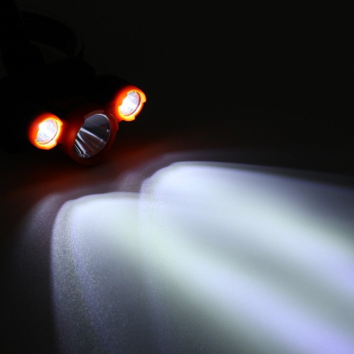 Фонарь налобный аккумуляторный 5 Вт, 800 мАч, 3 LED, 4 режима