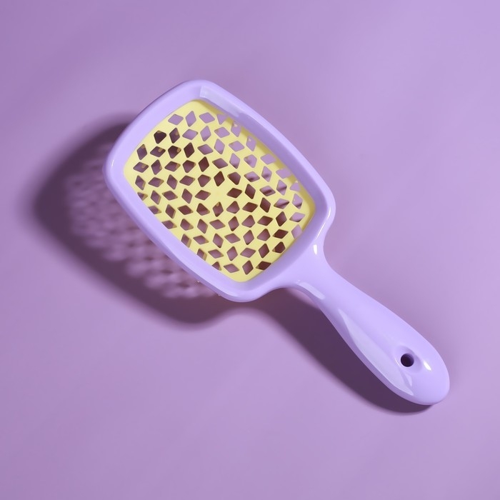 Расчёска массажная, широкая, вентилируемая, 8,5 × 20,5 см, PVC коробка, цвет сиреневый/жёлтый Расчёска массажная, широкая, вентилируемая, 8,5 × 20,5 см, PVC коробка, цвет сиреневый/жёлтый