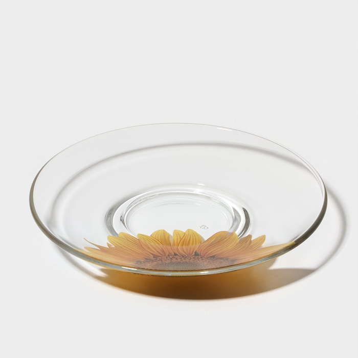 Чайная пара стеклянная &laquo;Живая природа. Подсолнух&raquo;, 250 мл