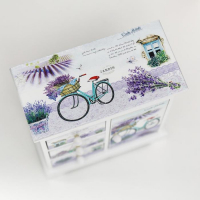 Шкатулка дерево комод 3 ящика+дверка "Лавандовое поле" 18,8х16,1х8,2 см