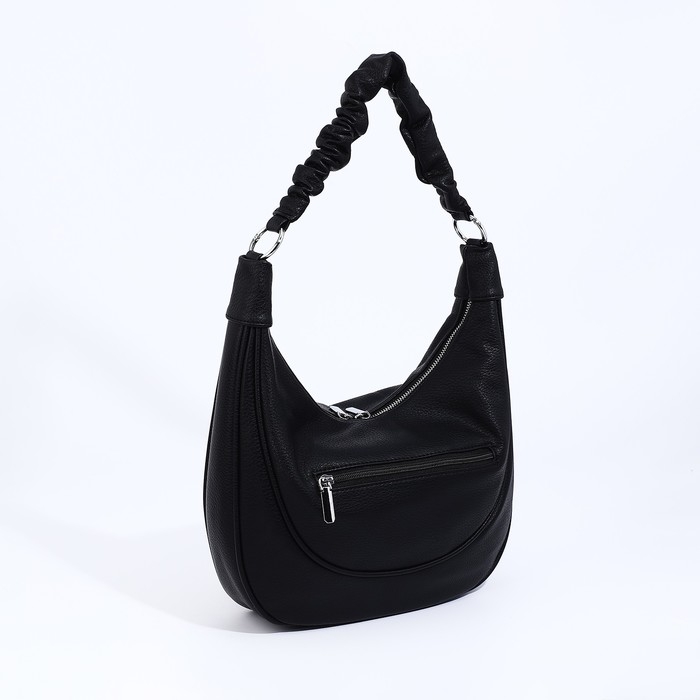 Сумка-мешок на молнии, наружный карман, длинный ремень, цвет чёрный Сумка-мешок на молнии, наружный карман, длинный ремень, цвет чёрный