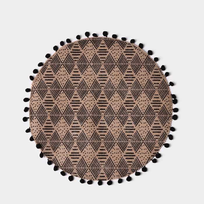 Салфетка сервировочная на стол Доляна &laquo;Сафари&raquo;, d=38 см, цвет чёрный