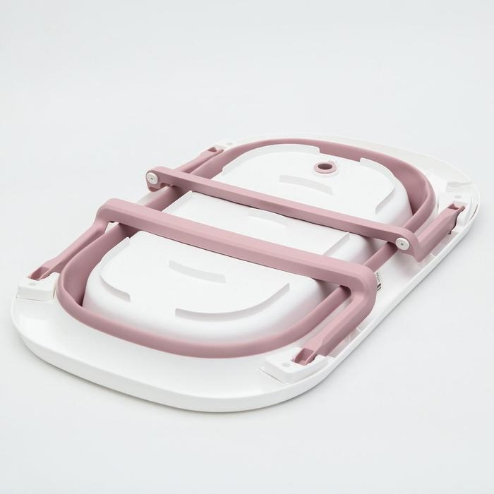 Ванночка детская складная со сливом, 75 см., цвет белый/розовый