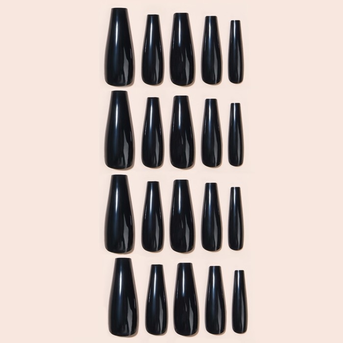 Накладные ногти, 24 шт, форма балерина, цвет чёрный Накладные ногти, 24 шт, форма балерина, цвет чёрный