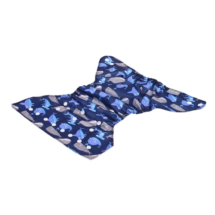 Многоразовый подгузник &laquo;Киты&raquo;, 3-15 кг, цвет синий, Крошка Я