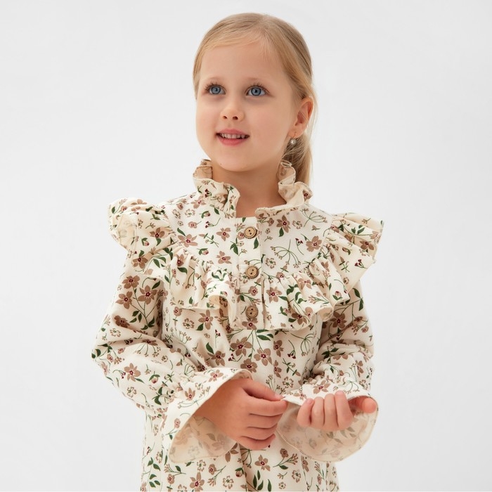 Платье для девочки MINAKU: Cotton collection цвет бежевый, р-р 104