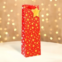 Новый год. Пакет подарочный новогодний под бутылку, упаковка "Звездочки", 12 х 36 х 8,5 см. Новый год. Пакет подарочный новогодний под бутылку, упаковка "Звездочки", 12 х 36 х 8,5 см.