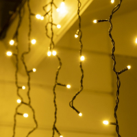 Гирлянда &laquo;Бахрома&raquo; 3 &times; 0.6 м, IP44, УМС, тёмная нить, 160 LED, свечение тёплое белое, 220 В