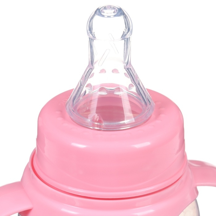 Бутылочка для кормления &laquo;Зайка, пончик&raquo;, классическое горло, 250мл., от 3 мес., цилиндр, с ручками