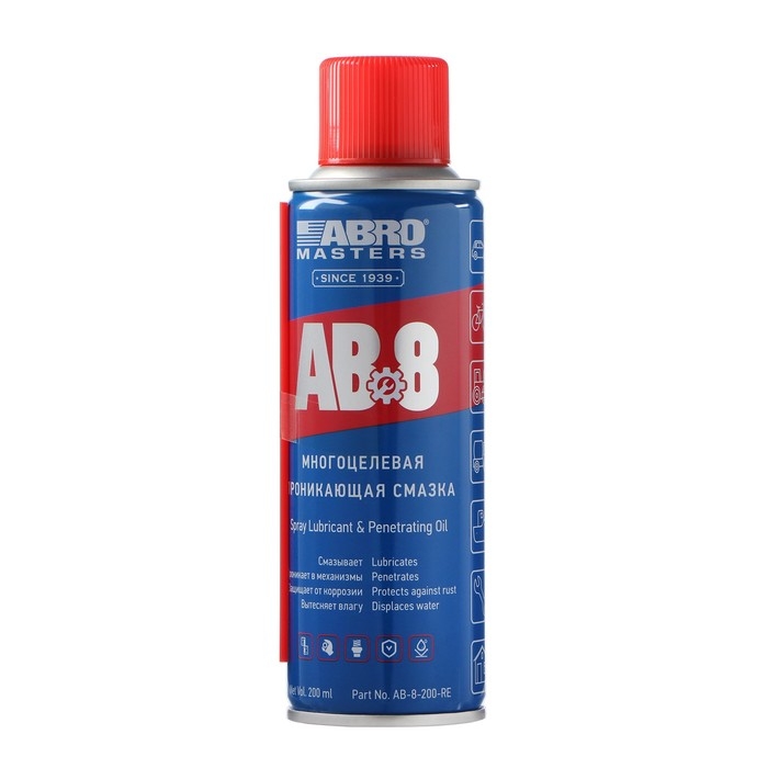 Смазка-спрей многоцелевая проникающая ABRO, 200 мл AB-8-200-R Смазка-спрей многоцелевая проникающая ABRO, 200 мл AB-8-200-R