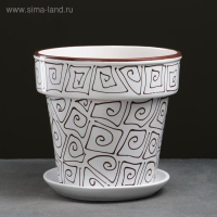 Горшок цветочный Абстракция белая 7 л
