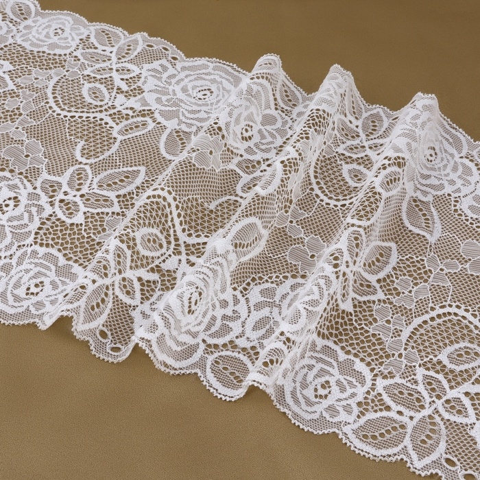 Кружевная эластичная ткань, 190 мм &times; 2,7 &plusmn; 0,5 м, цвет белый