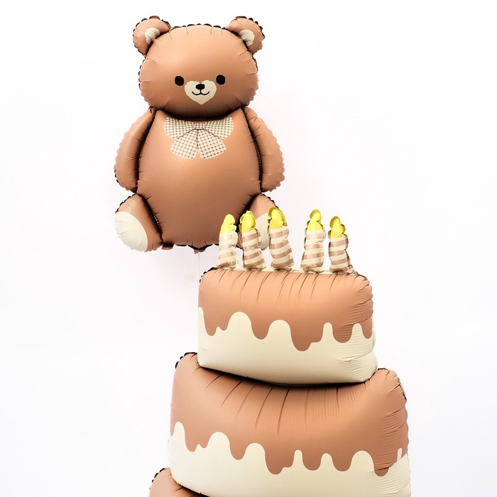 Шар фольгированный 35" &laquo;Мишка с бантом&raquo;, под воздух, матовый, цвет шоколадный