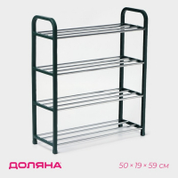 Обувница Доляна, 4 яруса, 50&times;19&times;59 см, цвет зелёный