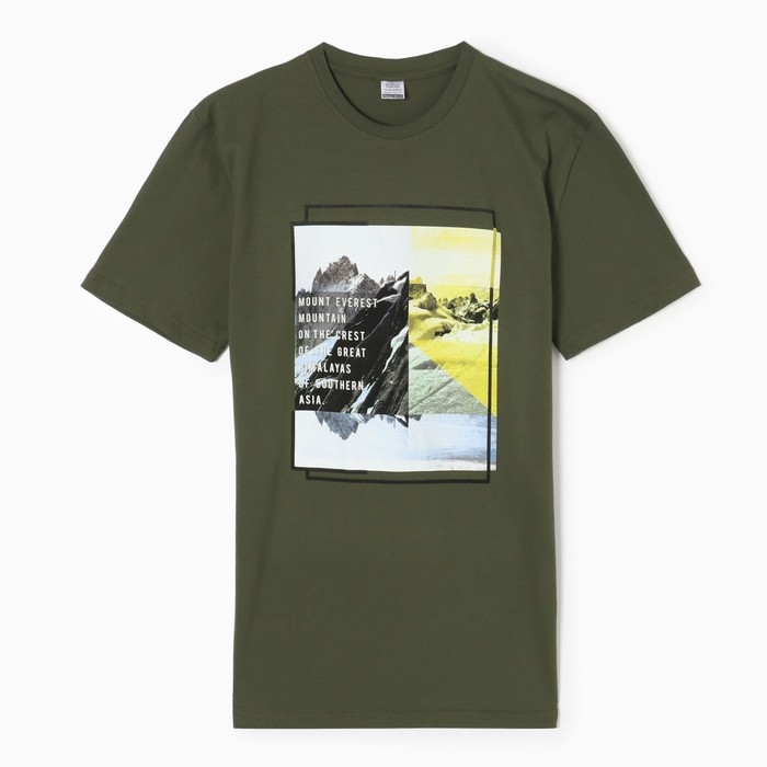 Футболка мужская с принтом, цвет хаки, размер 56 Футболка мужская с принтом, цвет хаки, размер 56