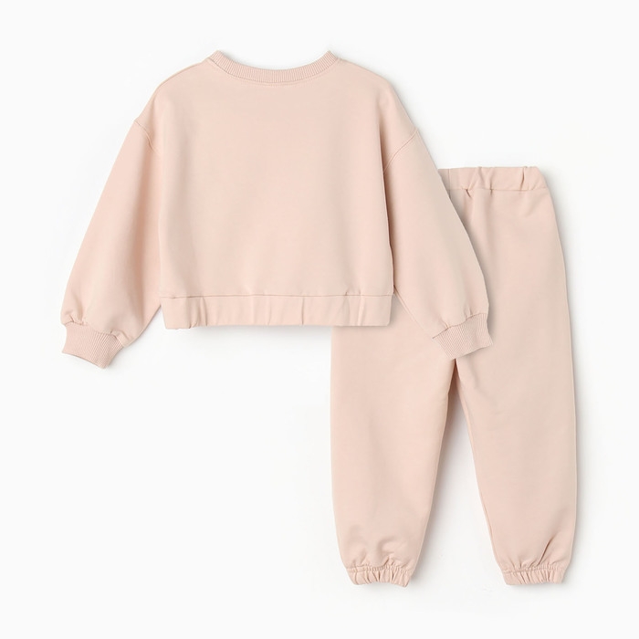 Комплект для девочки (свитшот, брюки), цвет кремовый, рост 110 см