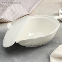 Супница керамическая &laquo;Лист&raquo;, 26&times;17&times;12 см, цвет белый