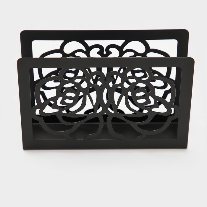 Салфетница Доляна «Цветы», 15×4×10 см, цвет чёрный Салфетница Доляна «Цветы», 15×4×10 см, цвет чёрный