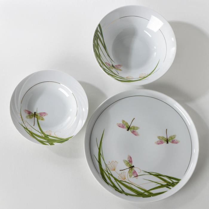 Сервиз столовый фарфоровый &laquo;Стрекоза&raquo;, 37 предметов, 2 вида тарелок