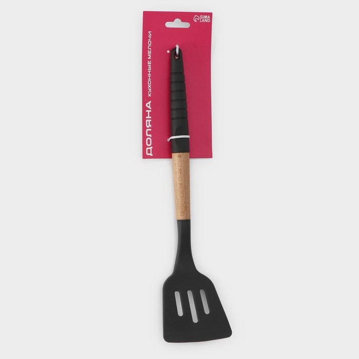 Лопатка с прорезями Доляна &laquo;Брауни&raquo;, 32&times;7 см, цвет серый/бежевый