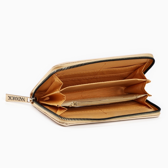 Кошелек кожзам NAZAMOK, 19*9,5см, бежевый цвет Кошелек кожзам NAZAMOK, 19*9,5см, бежевый цвет