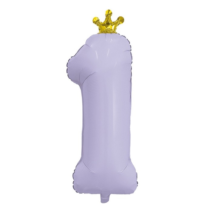 Шар фольгированный 32" &laquo;Цифра 1&raquo;, с короной, мистик лаванда