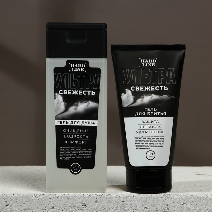 Подарочный набор косметики &laquo;Настоящему мужчине&raquo;, гель для душа 250 мл и гель для бритья 110 мл, HARD LINE