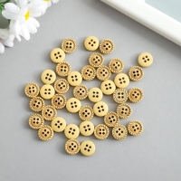 Пуговицы дерево для творчества 4 прокола "Стежки на круге" набор 40 шт 1,2х1,2х0,3 см