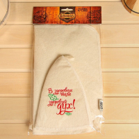 Набор для бани "Здоровый дух" шапка, коврик, рукавица Набор для бани "Здоровый дух" шапка, коврик, рукавица