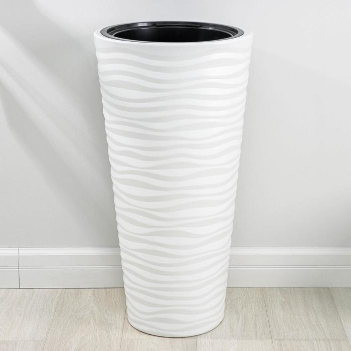 Кашпо для цветов со вставкой &laquo;Оазис&raquo;, 63 л (13 л), цвет белый