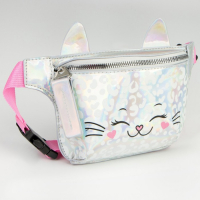 Сумка детская для девочки поясная "Кошечка", на молнии, цвет серебристый Сумка детская для девочки поясная "Кошечка", на молнии, цвет серебристый