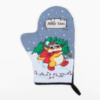 Новый год.Варежка-прихватка "Merry Xmas" 20х27см,100% п/э,ватин 250г/м2