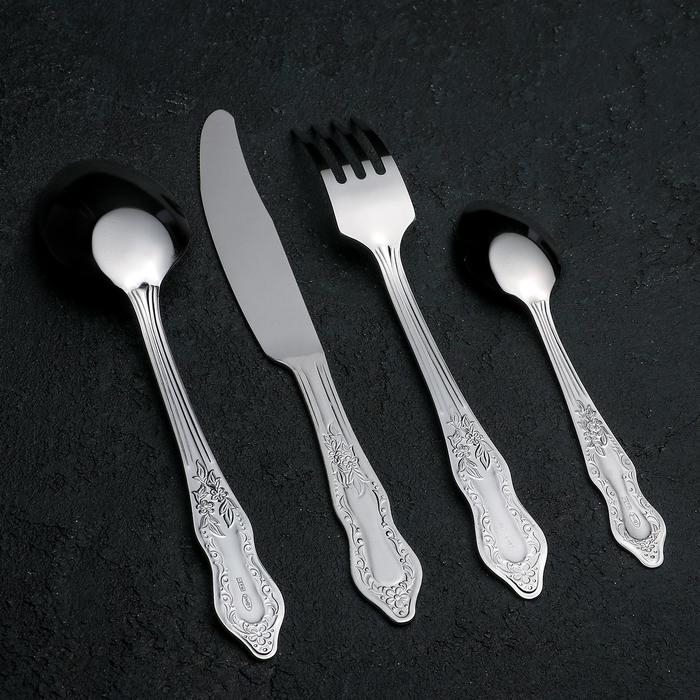 Набор столовых приборов &laquo;Славяна&raquo;, 24 предмета, толщина 1.2 мм, цвет серебряный