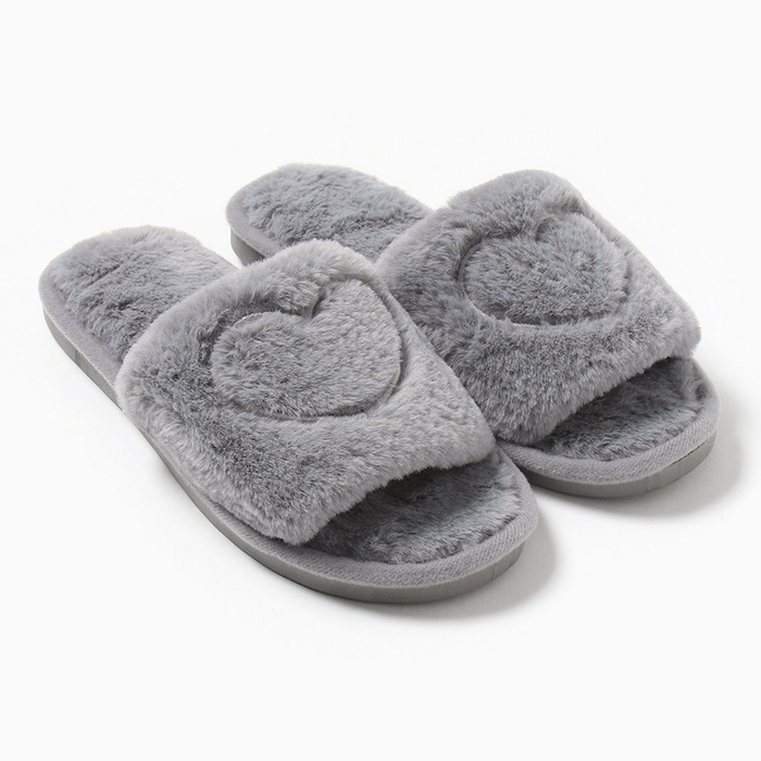 Тапочки женские с открытым носом, размер 40-41, серый Тапочки женские с открытым носом, размер 40-41, серый