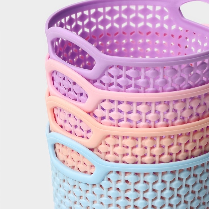 Корзина для хранения с ручками Доляна &laquo;Лукошко&raquo;, пластик, 11&times;10,5&times;9 см, цвет МИКС