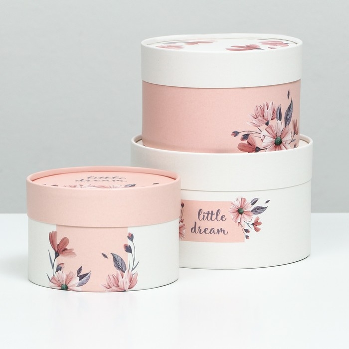 Набор шляпных коробок 3 в 1 Набор шляпных коробок 3 в 1 "Little dream", завальцованная, 16 х 10, 14 х 9, 13 х 8,5 см